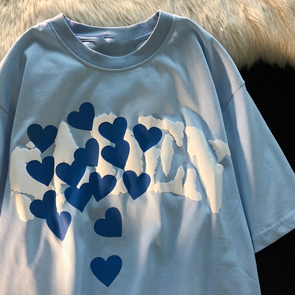 Womens Casual Tee with Short Sleeves and Love Foam Three Dimensional Print - Picture 16 of 28