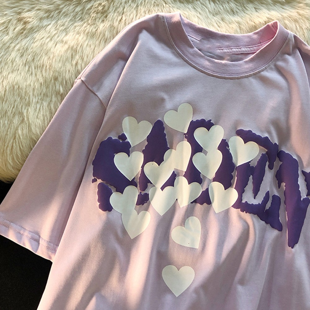 Tee for Women featuring Love Foam Three Dimensional Print Casual Style - Picture 12 of 20
