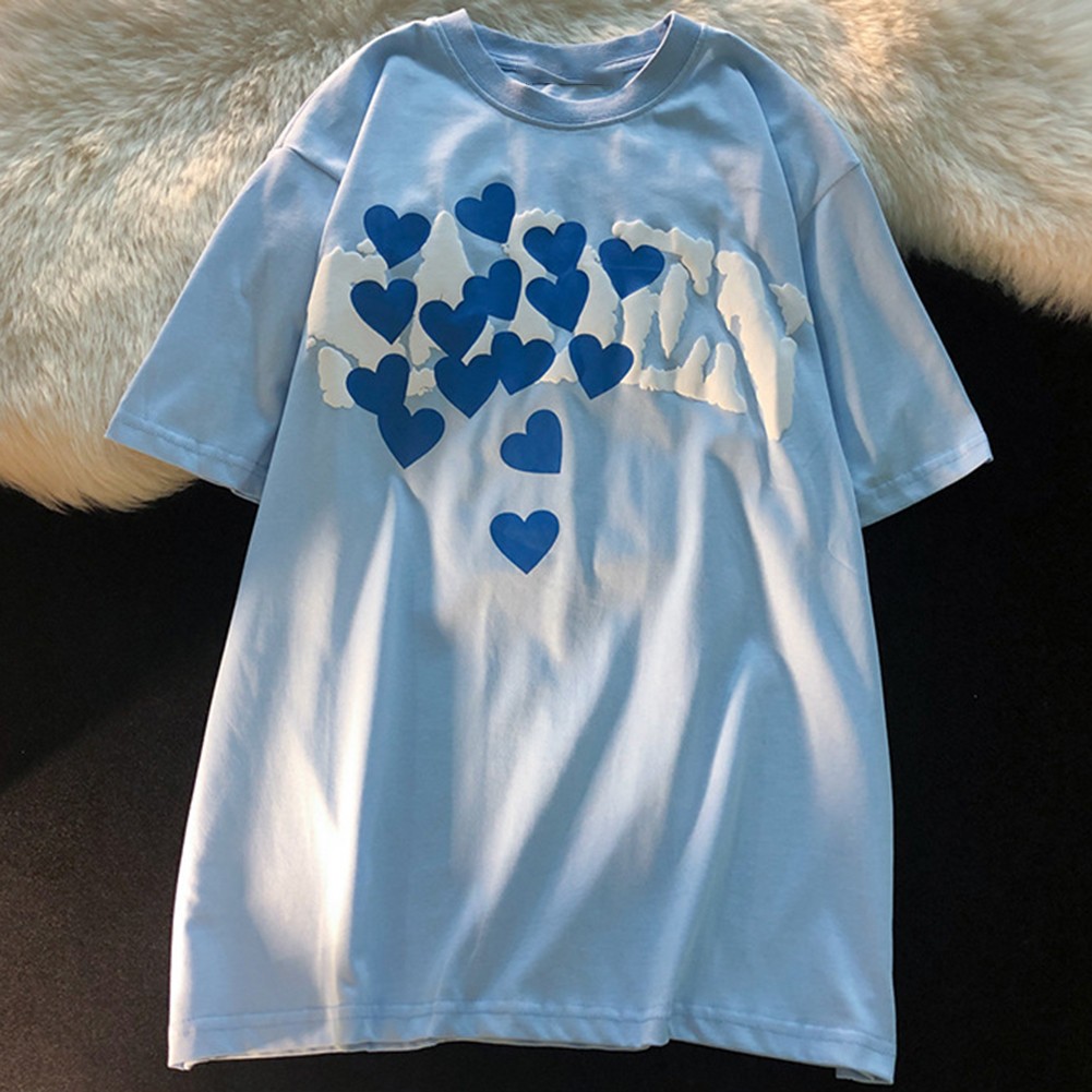 Womens Casual Tee with Short Sleeves and Love Foam Three Dimensional Print - Picture 15 of 28