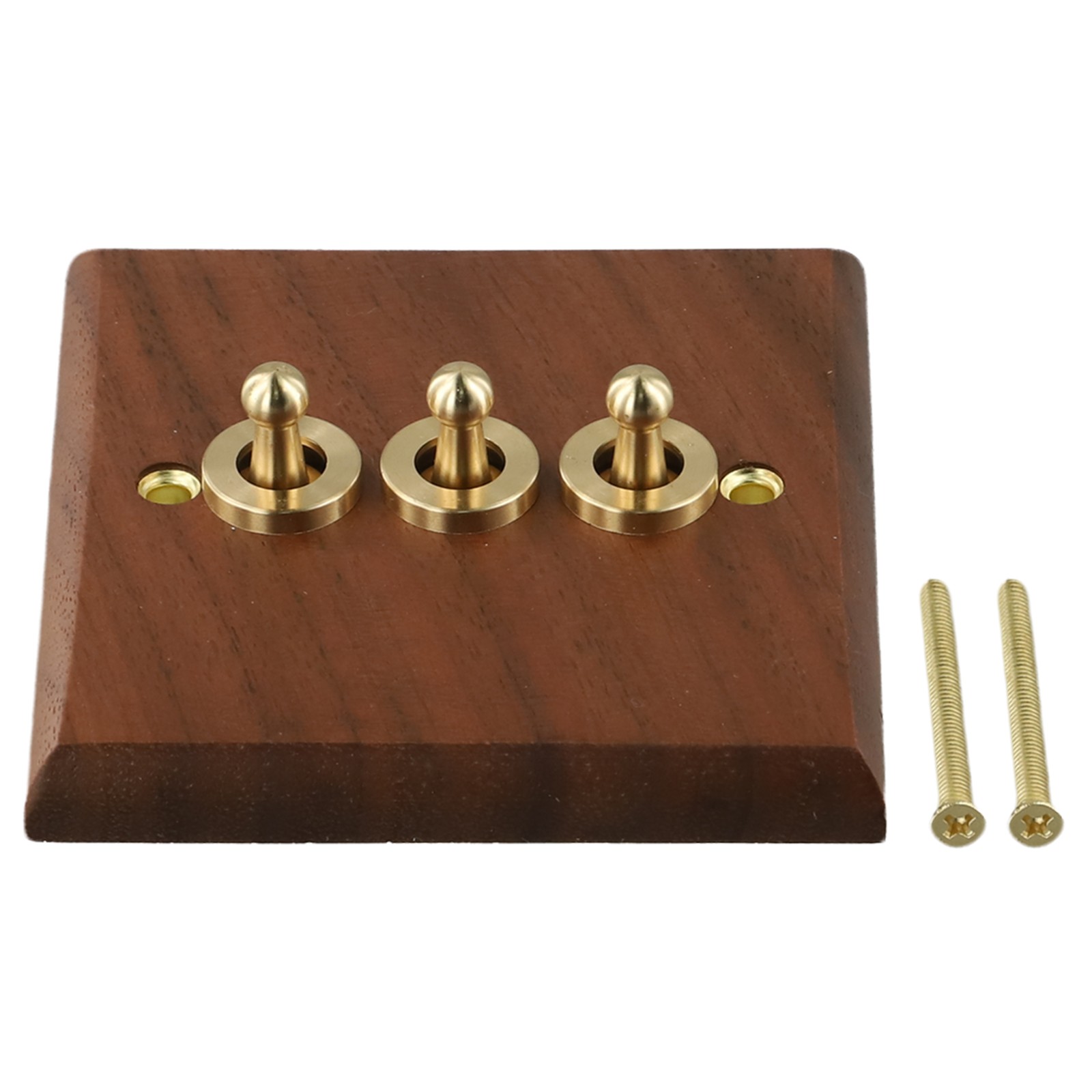 Toggle Light Rocker Switch 1/2 Way Retro Walnut Wood Plate Brass Lever - Picture 52 of 58