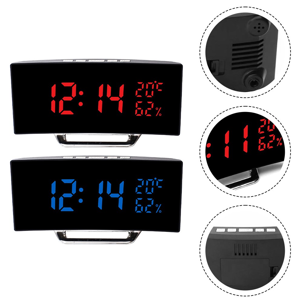 Curved Design Digital Clock with Mirror Alarm Temperature and Humidity - Bild 17 von 19