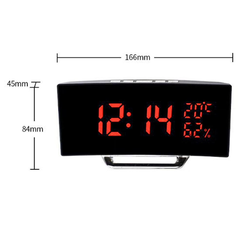 Curved Design Digital Clock with Mirror Alarm Temperature and Humidity - Bild 13 von 19