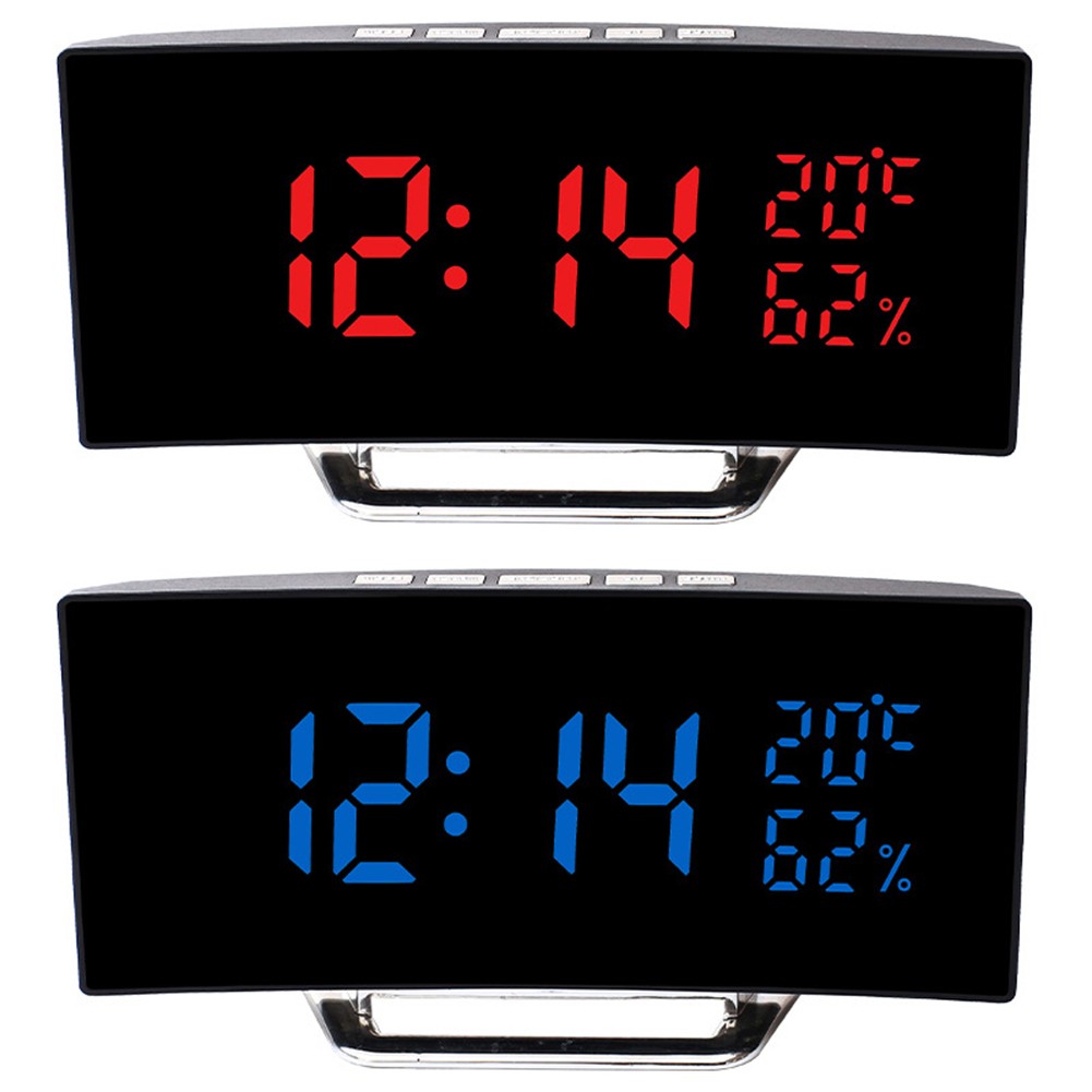 Curved Design Digital Clock with Mirror Alarm Temperature and Humidity - Bild 19 von 19