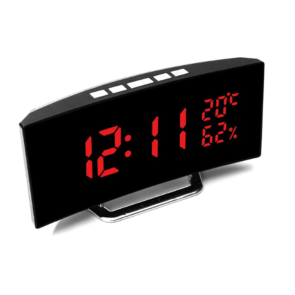 Curved Design Digital Clock with Mirror Alarm Temperature and Humidity - Bild 12 von 19