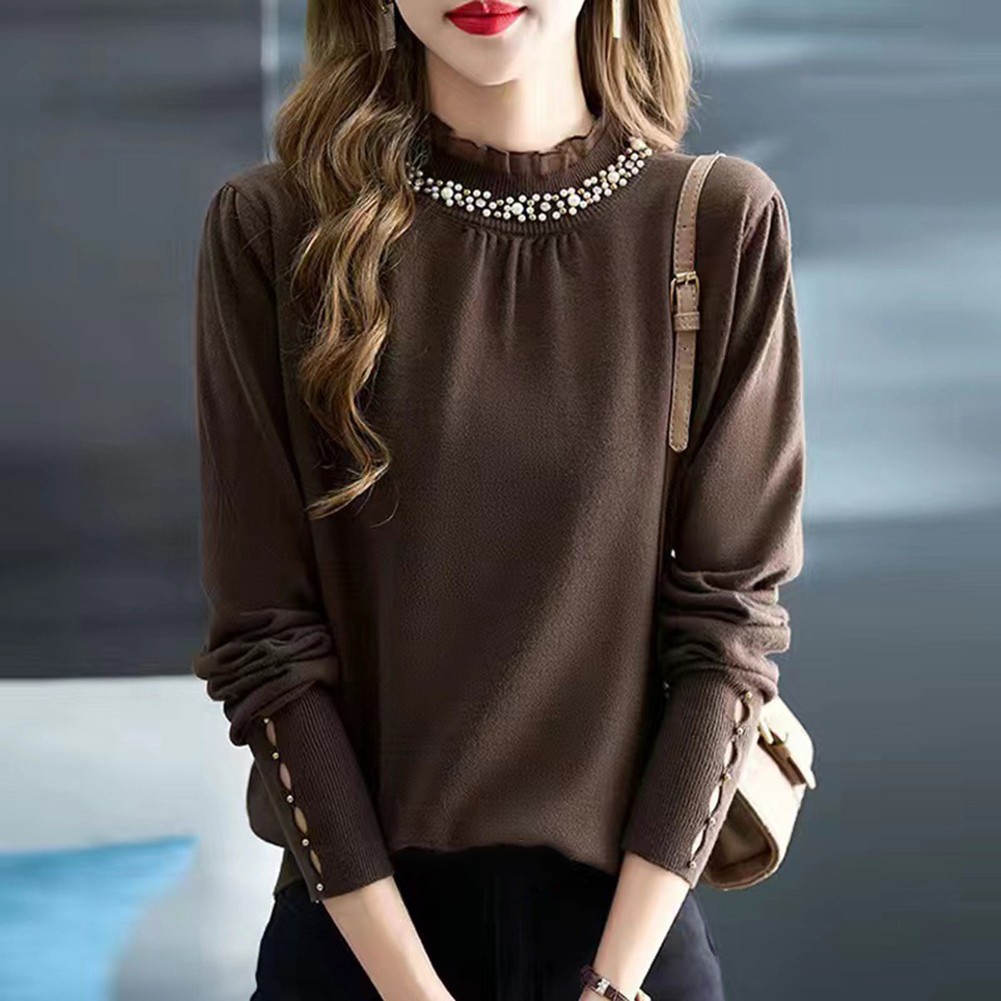 Korean Fashion Elegant Loose Fit Long Sleeve Top for Women Spring Style - Picture 25 of 30