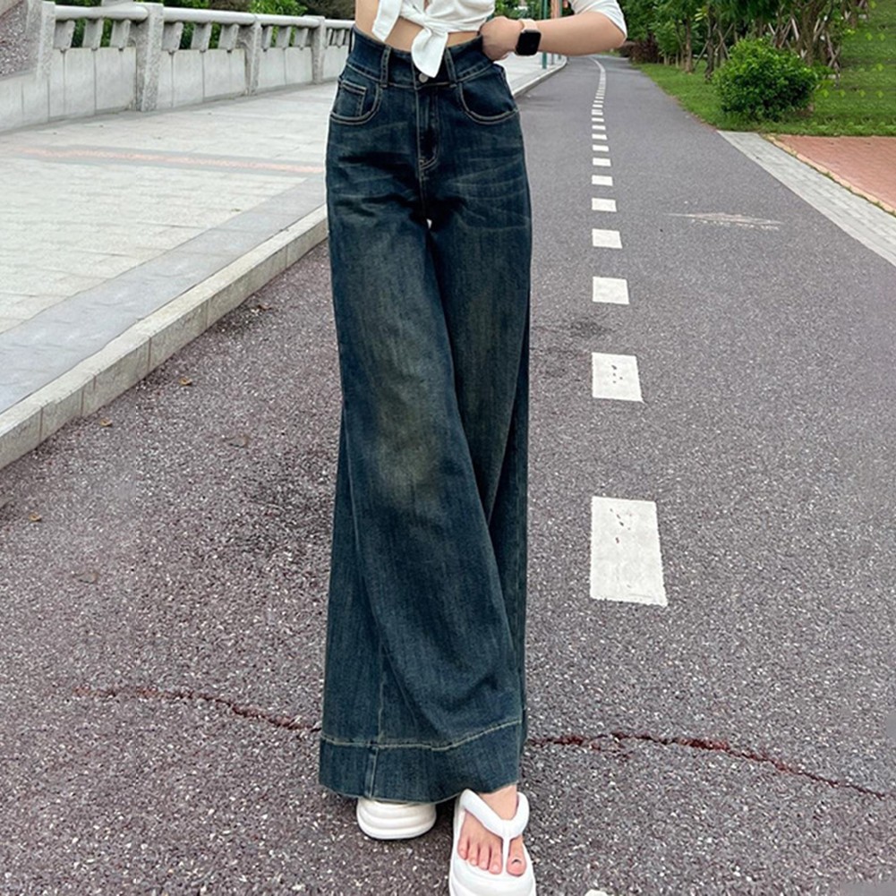 Ladies High Waist Wide Leg Pants Retro Spring Style for Vacation and Home - Picture 14 of 36