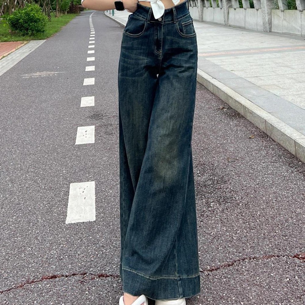 Ladies High Waist Wide Leg Pants Retro Spring Style for Vacation and Home - Picture 15 of 36