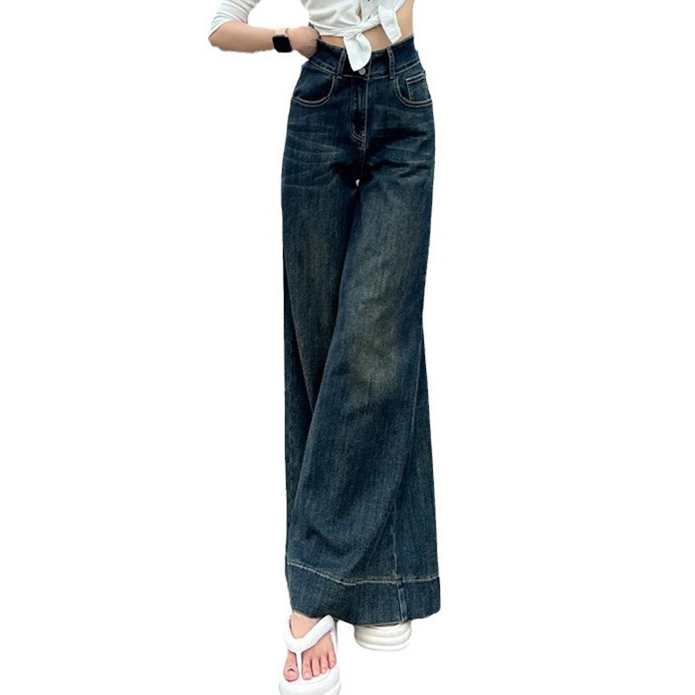 Ladies High Waist Wide Leg Pants Retro Spring Style for Vacation and Home - Picture 16 of 36