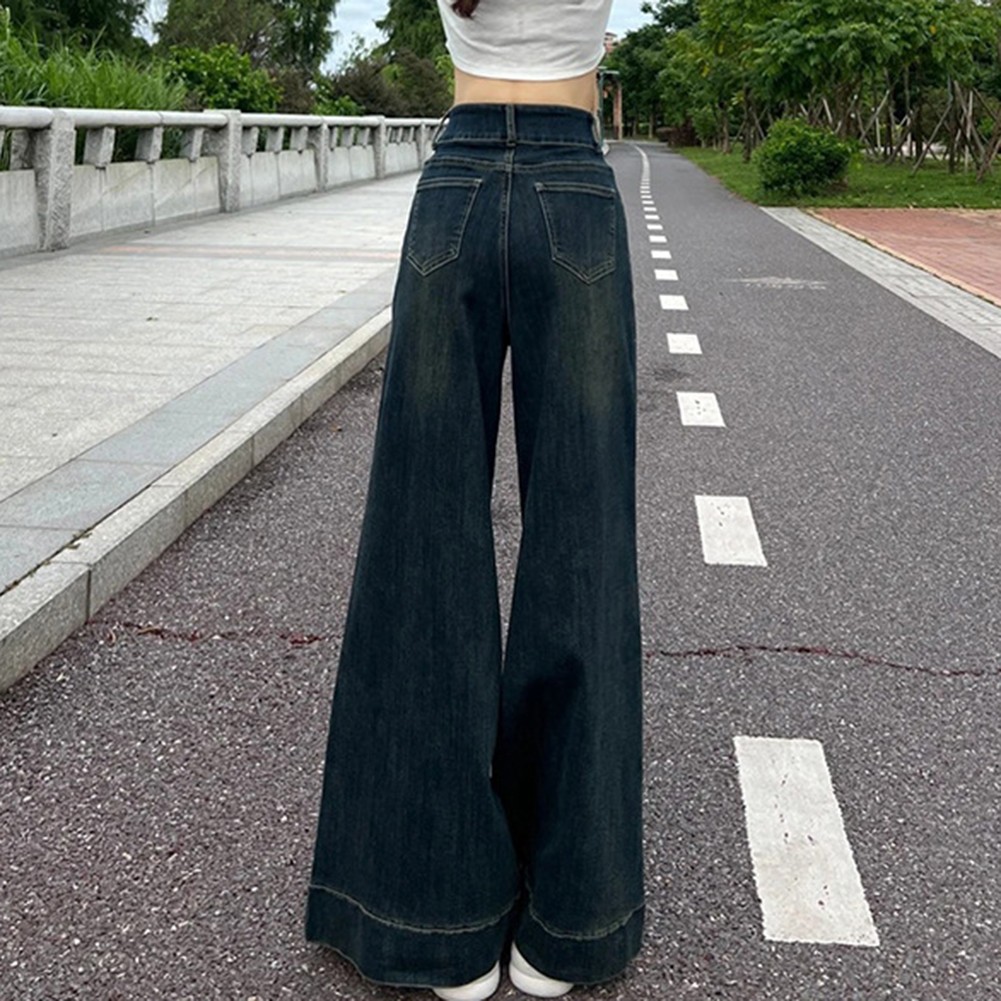 Ladies High Waist Wide Leg Pants Retro Spring Style for Vacation and Home - Picture 18 of 36