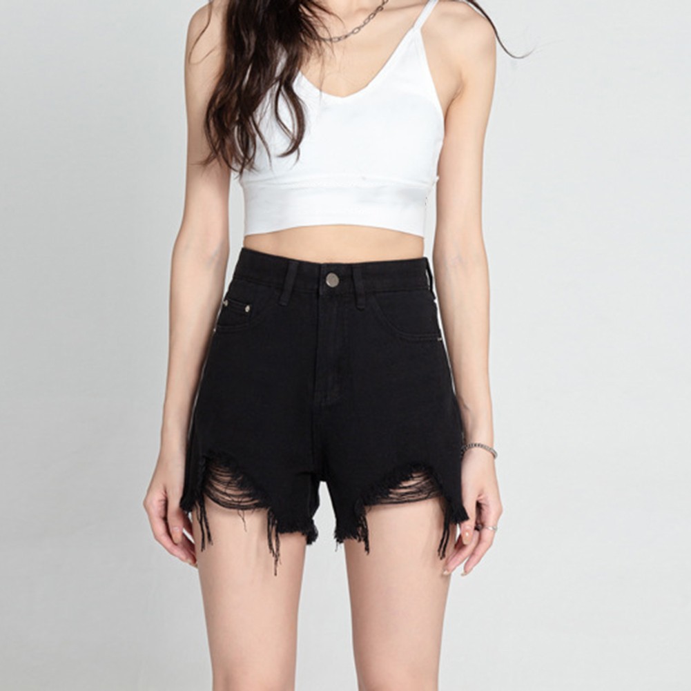 Bequem für Damen Sommer Freizeit Shorts mit gerissenem High Waist Design - Bild 13 von 56