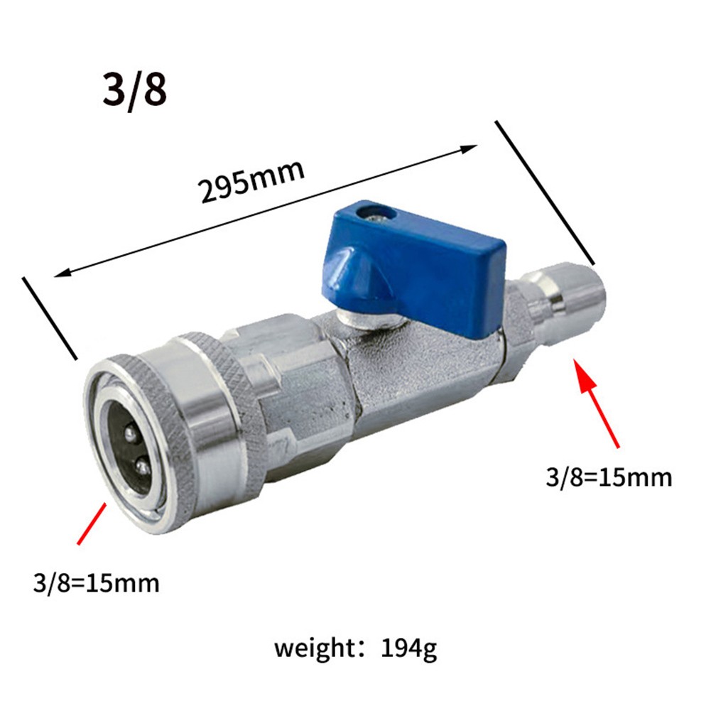 38in and 14in Compatible High Pressure Washer Ball Valve with Adapters