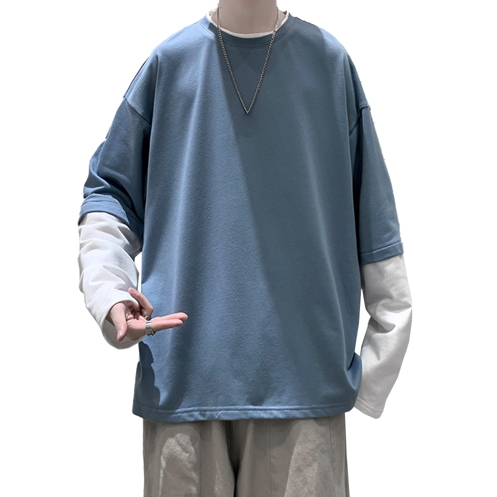 Casual Men's Long Sleeve T Shirt O Neck Oversized Sweatshirt for Style