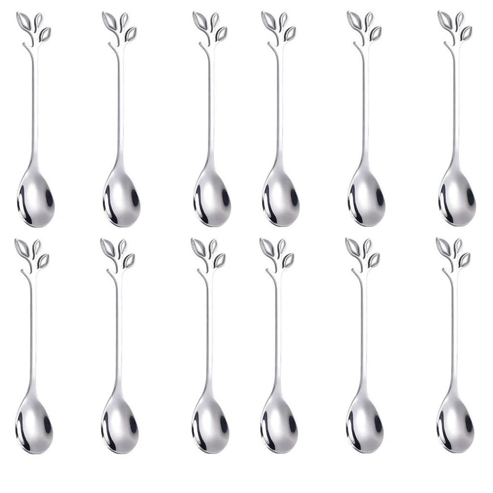 Edelstahl Baum Blatt Löffel 12 Stück Set für elegantes Essen und den täglich - Bild 20 von 22