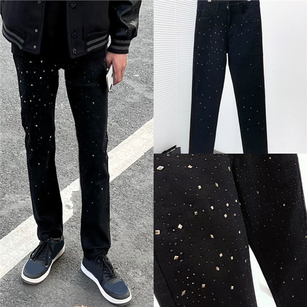 Schlanke und stilvolle Herren Slim Fit Hose mit einzigartigem Strass Pailletten - Bild 15 von 60