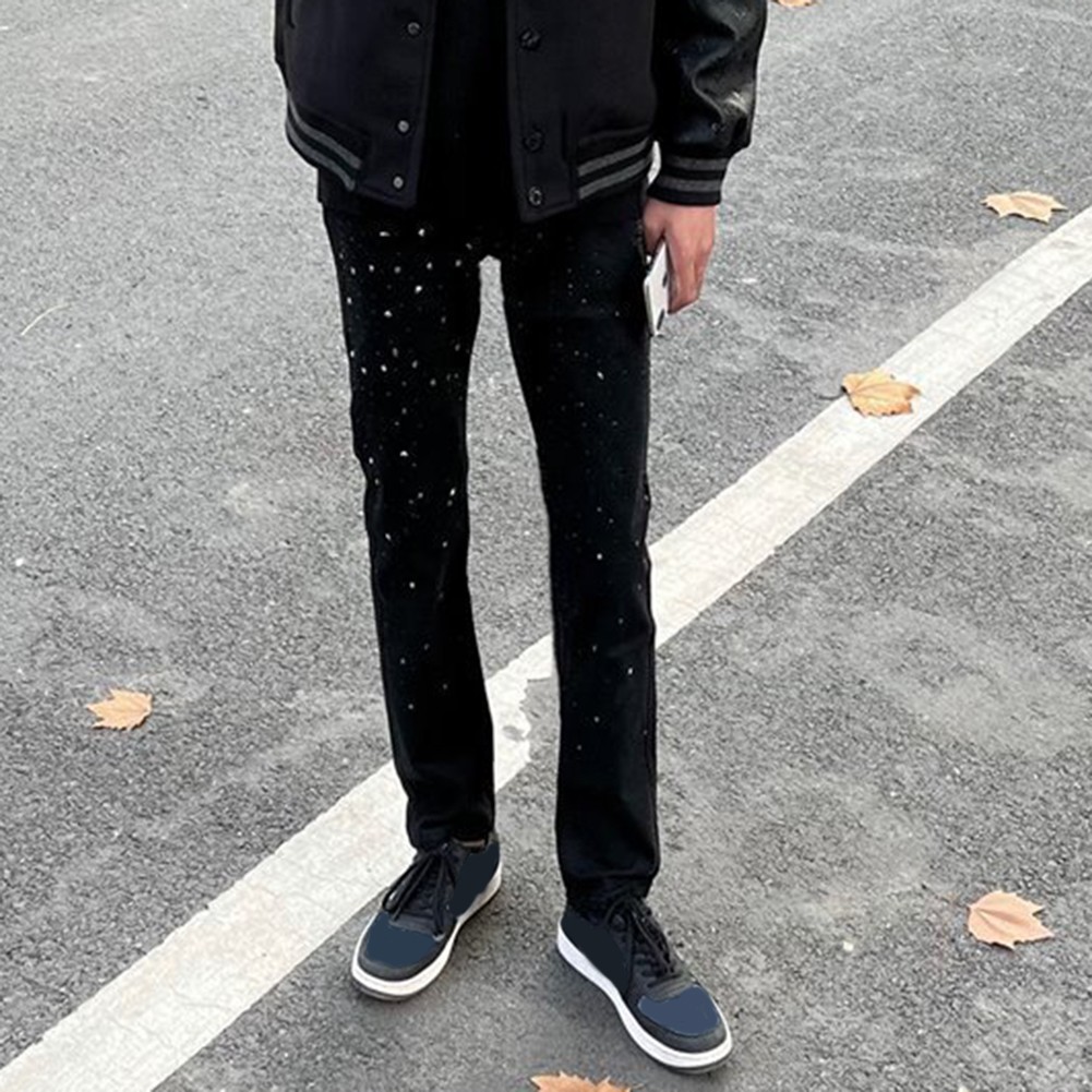 Schlanke und stilvolle Herren Slim Fit Hose mit einzigartigem Strass Pailletten - Bild 13 von 60