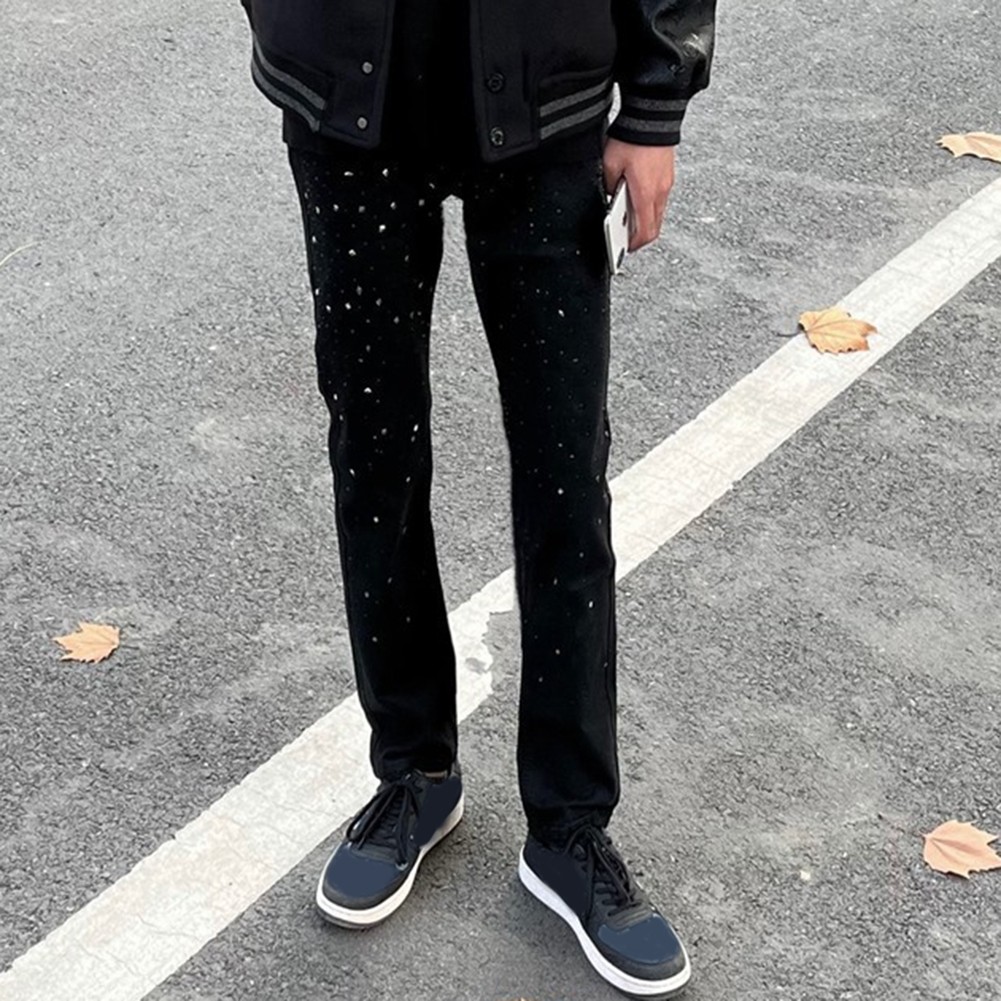 Schlanke und stilvolle Herren Slim Fit Hose mit einzigartigem Strass Pailletten - Bild 14 von 60