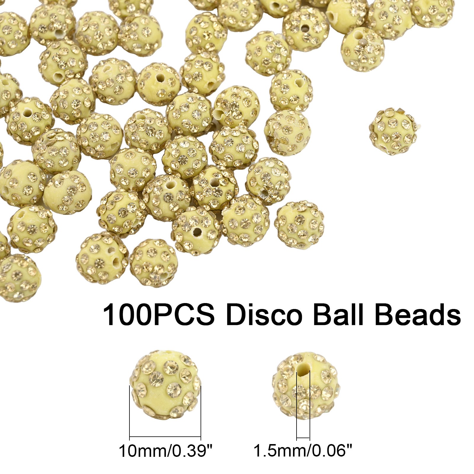 Value Pack Pave Disco Ball Beads Polymer Clay Rhinestone Beads 100 pcs - Picture 22 of 44