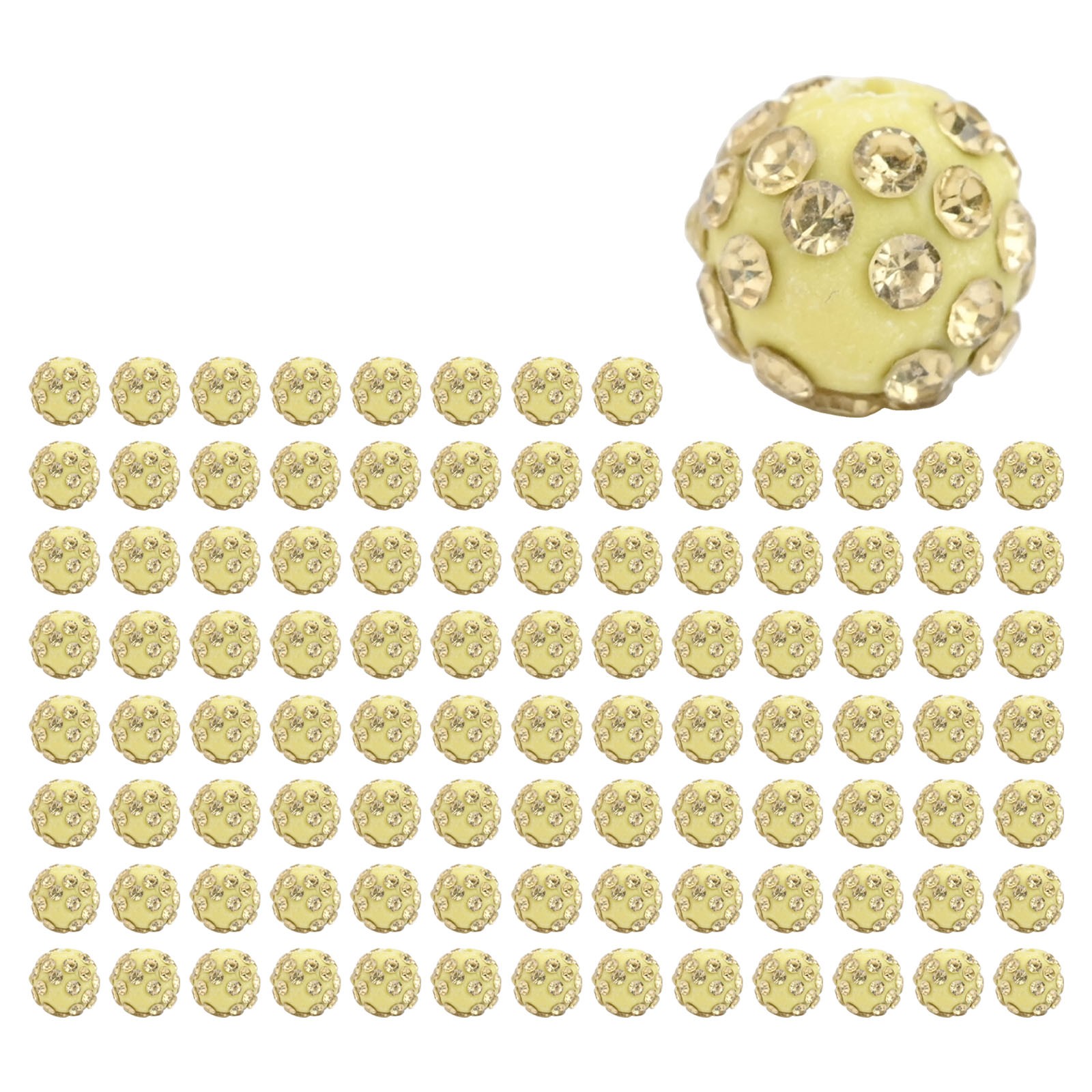 Value Pack Pave Disco Ball Beads Polymer Clay Rhinestone Beads 100 pcs - Picture 25 of 44