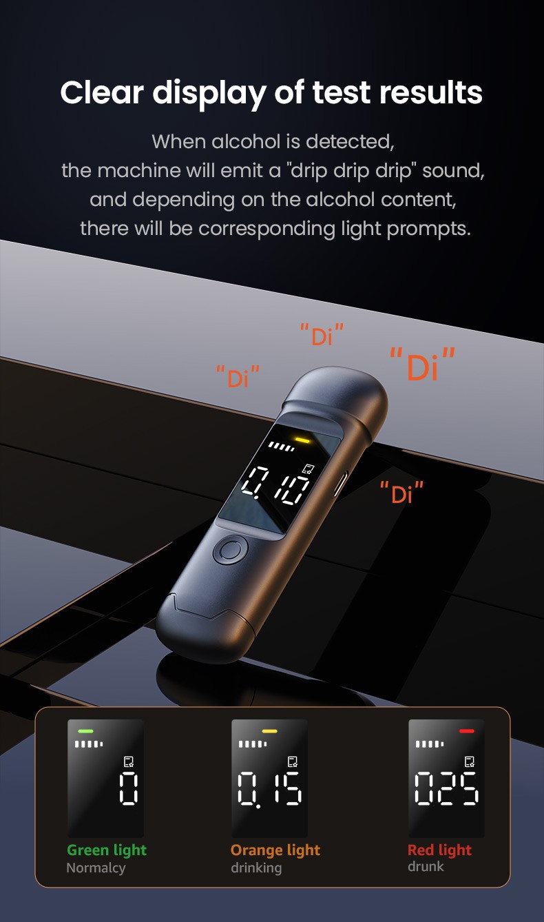 Probador de alcohol portátil fácil de usar con pantalla LED para controles de - Imagen 28 de 32