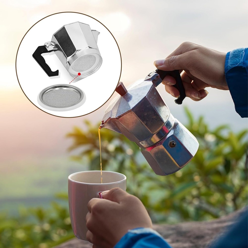 2 Filter und 4 Silikondichtungen für Mokkakanne Espressokocher Ersatz - Bild 22 von 48