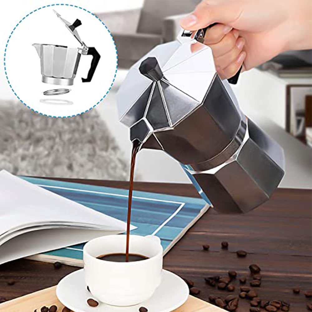 Espressokocher Mokkakanne Ersatz mit 2 Filtern und 6 Silikondichtungen Dichtungen - Bild 16 von 44