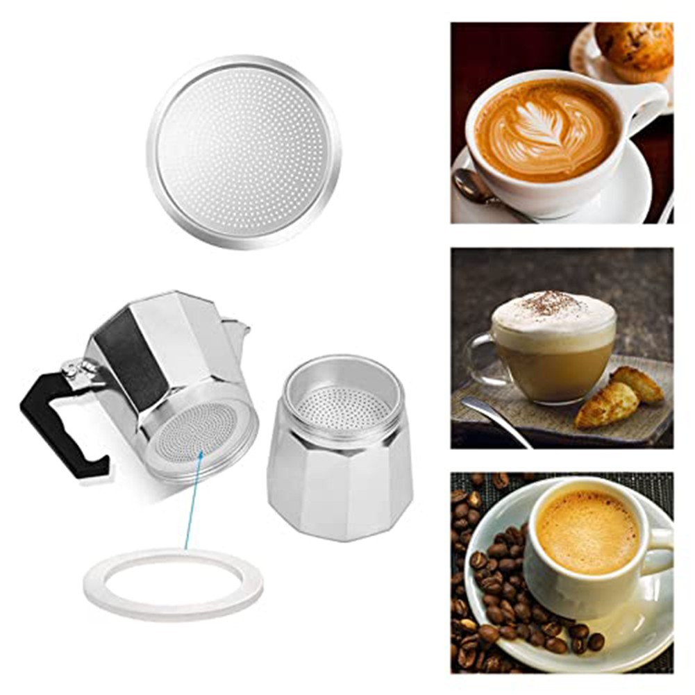 Espressokocher Mokkakanne Ersatz mit 2 Filtern und 6 Silikondichtungen Dichtungen - Bild 19 von 44