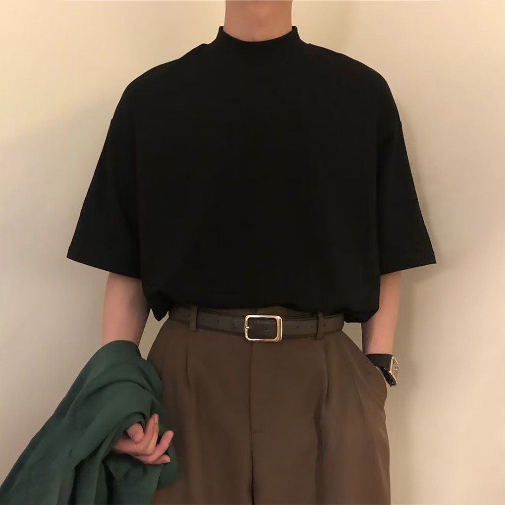 Mens Half Turtleneck Short Sleeve Pullover Casual Tops for Spring and Summer - Picture 14 of 36
