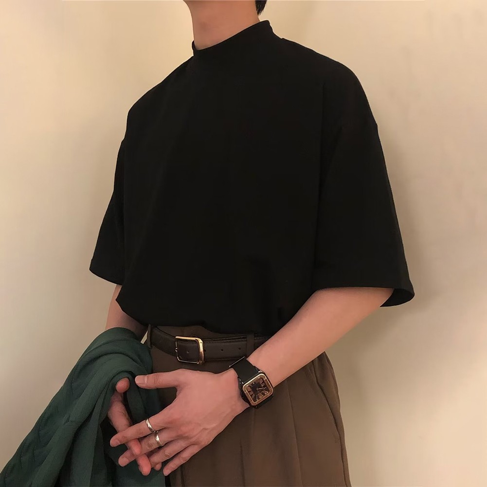 Mens Half Turtleneck Short Sleeve Pullover Casual Tops for Spring and Summer - Picture 18 of 36