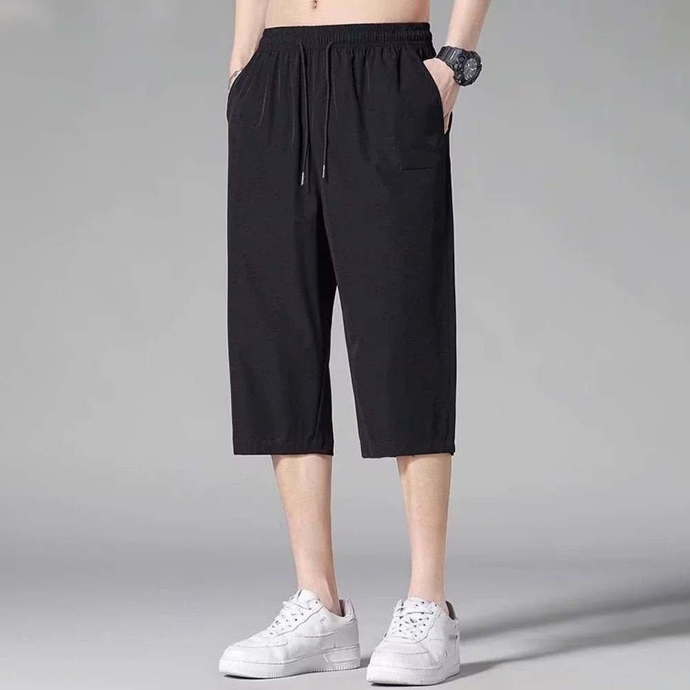 Comfort Fit Men's Drawstring Cropped Joggers Calf Length Lightweight Wear