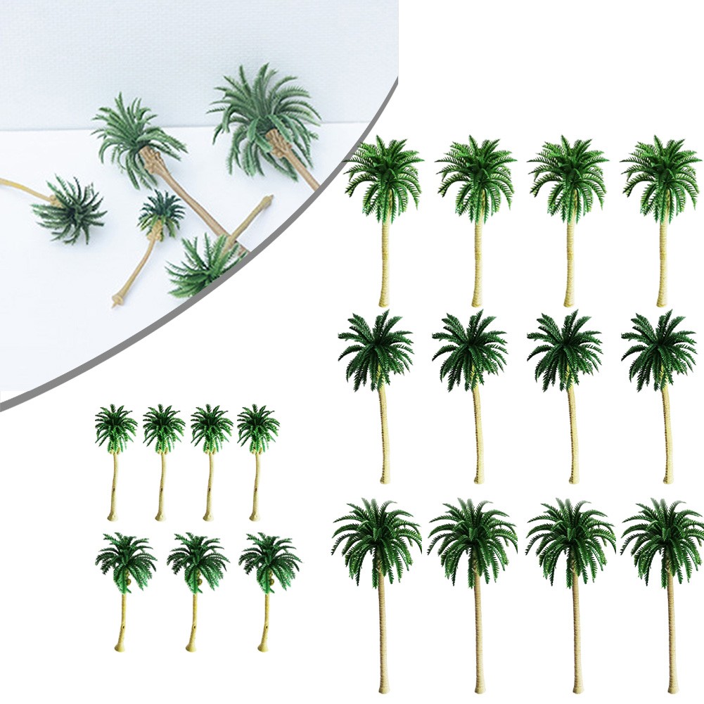 DAZZLEEX 15 Stück Palmen-Modellbäume – Für Modellbau & Deko, Größen 3,5 Bis 10 Cm