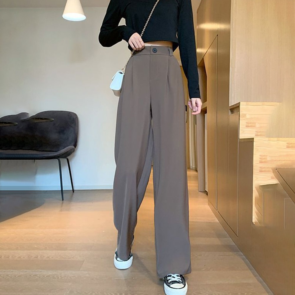 Loose Fit Petite Damen drapiert hohe Taille weites Bein Hose für den täglichen - Bild 14 von 24