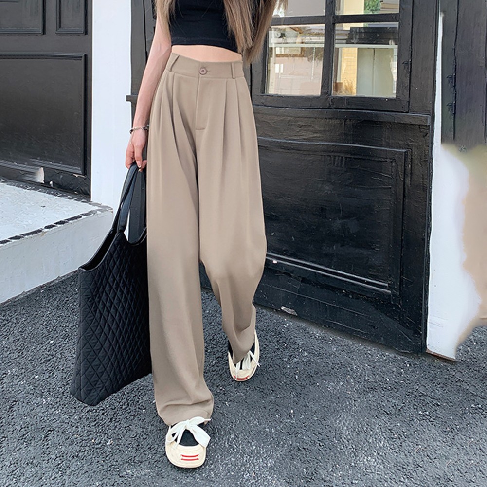 Loose Fit Petite Damen drapiert hohe Taille weites Bein Hose für den täglichen - Bild 15 von 24