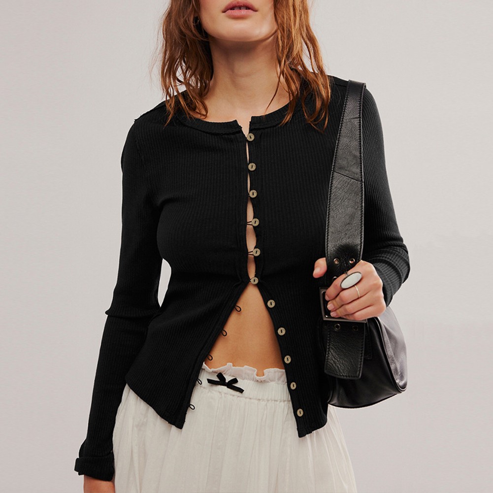 Breezy and Stylish Women's Solid Color Ribbed Cardigans for Spring Wear - Picture 13 of 28