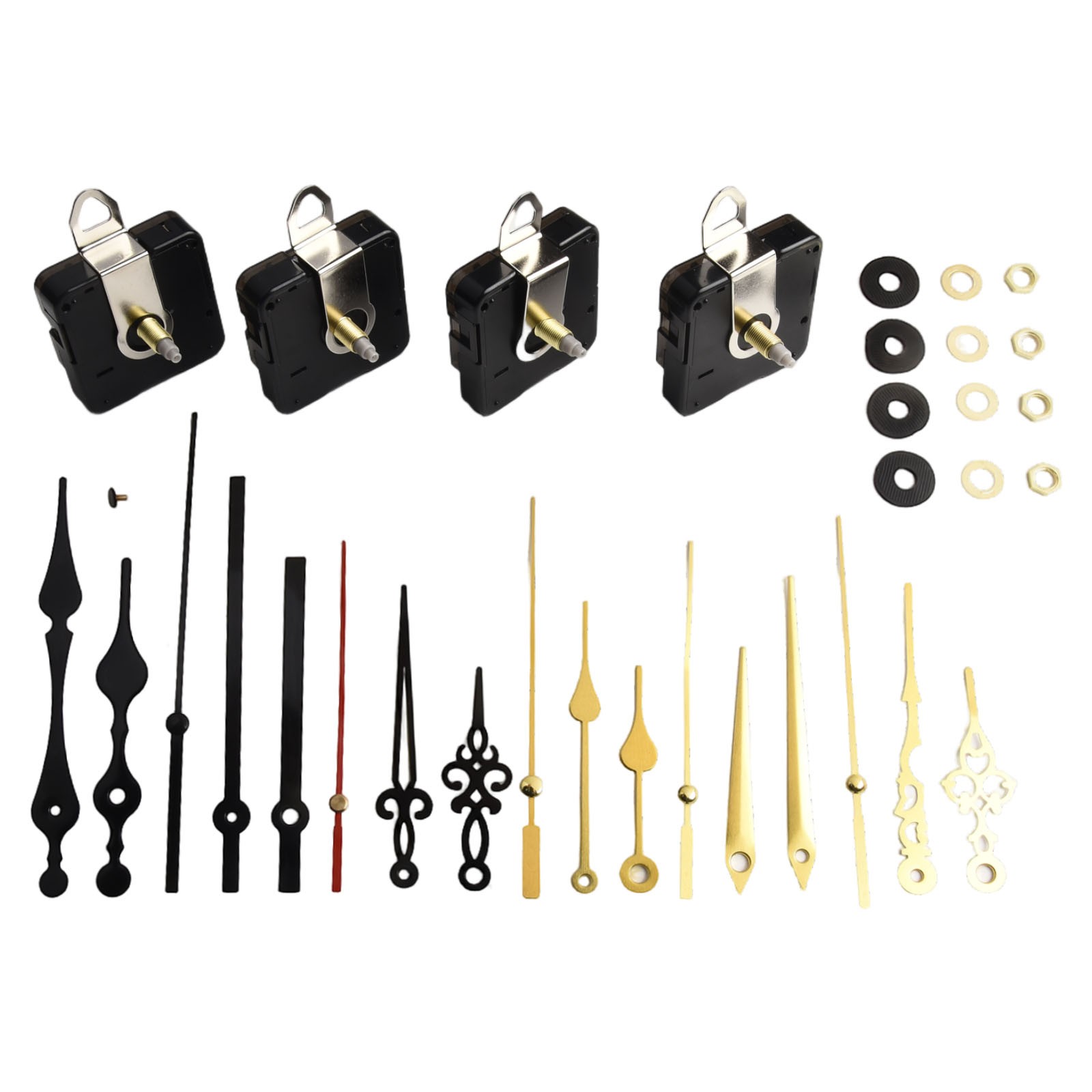 Essential Tools for DIY Clocks Includes 4 Movements and Assorted Hands