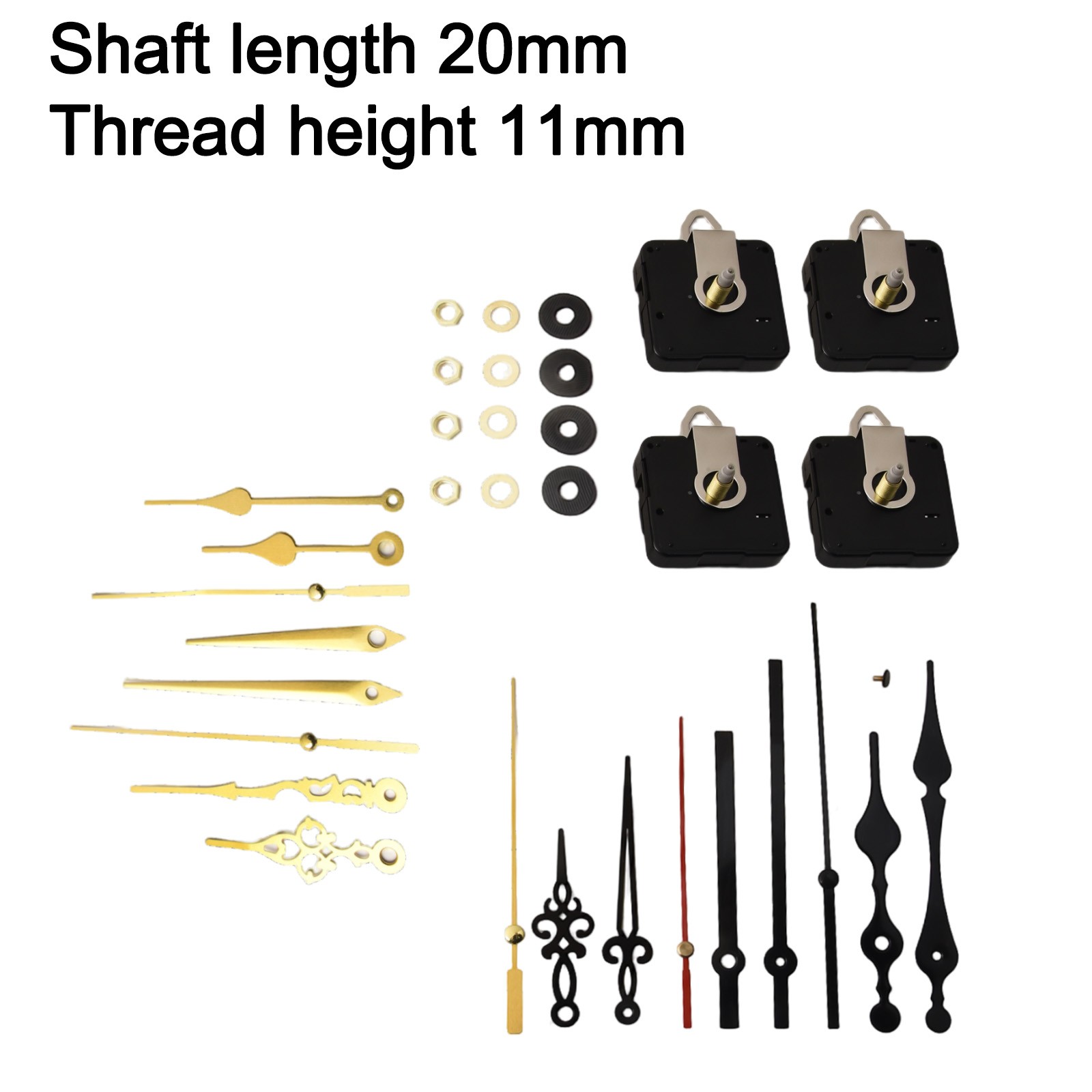 Essential Tools for DIY Clocks Includes 4 Movements and Assorted Hands