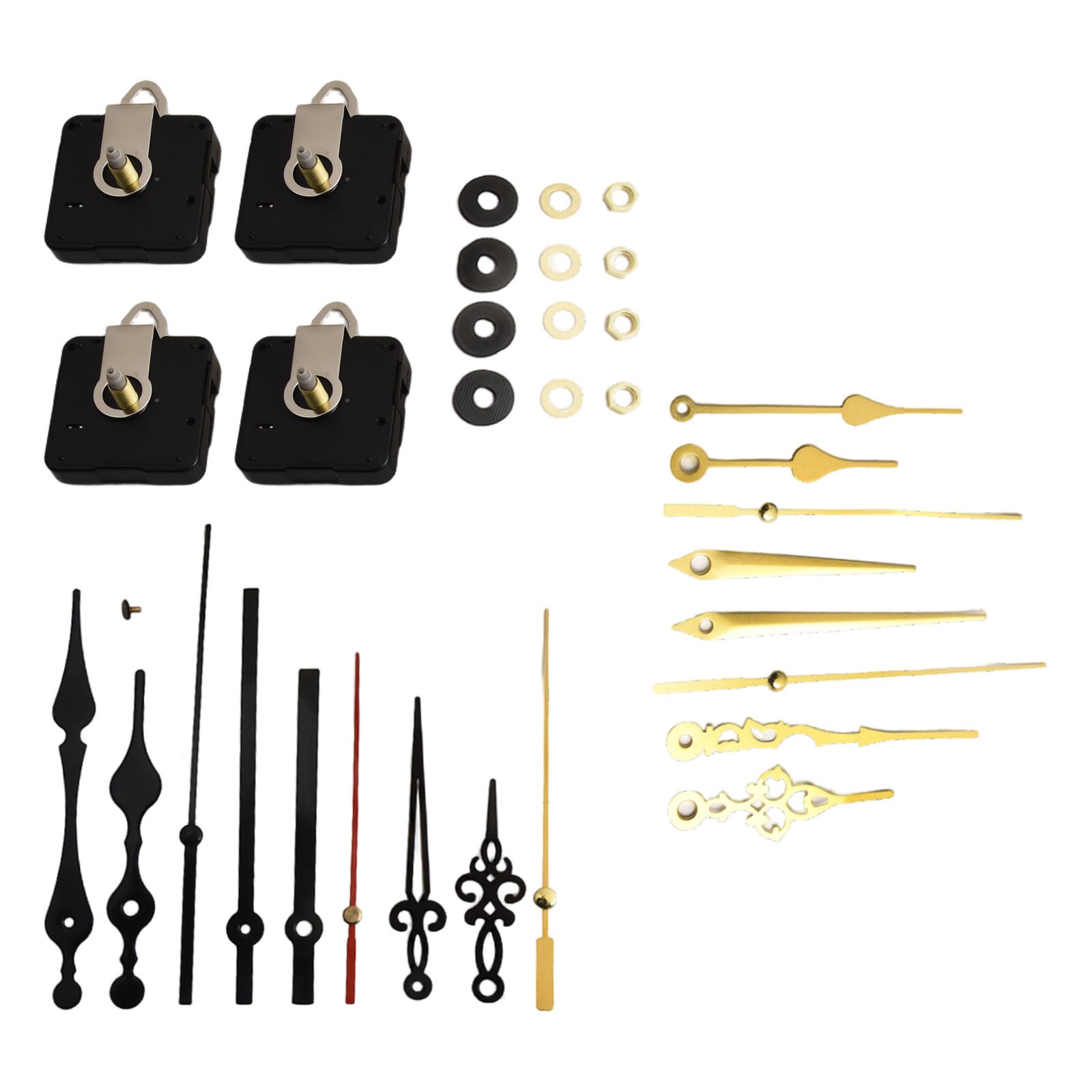 Essential Tools for DIY Clocks Includes 4 Movements and Assorted Hands