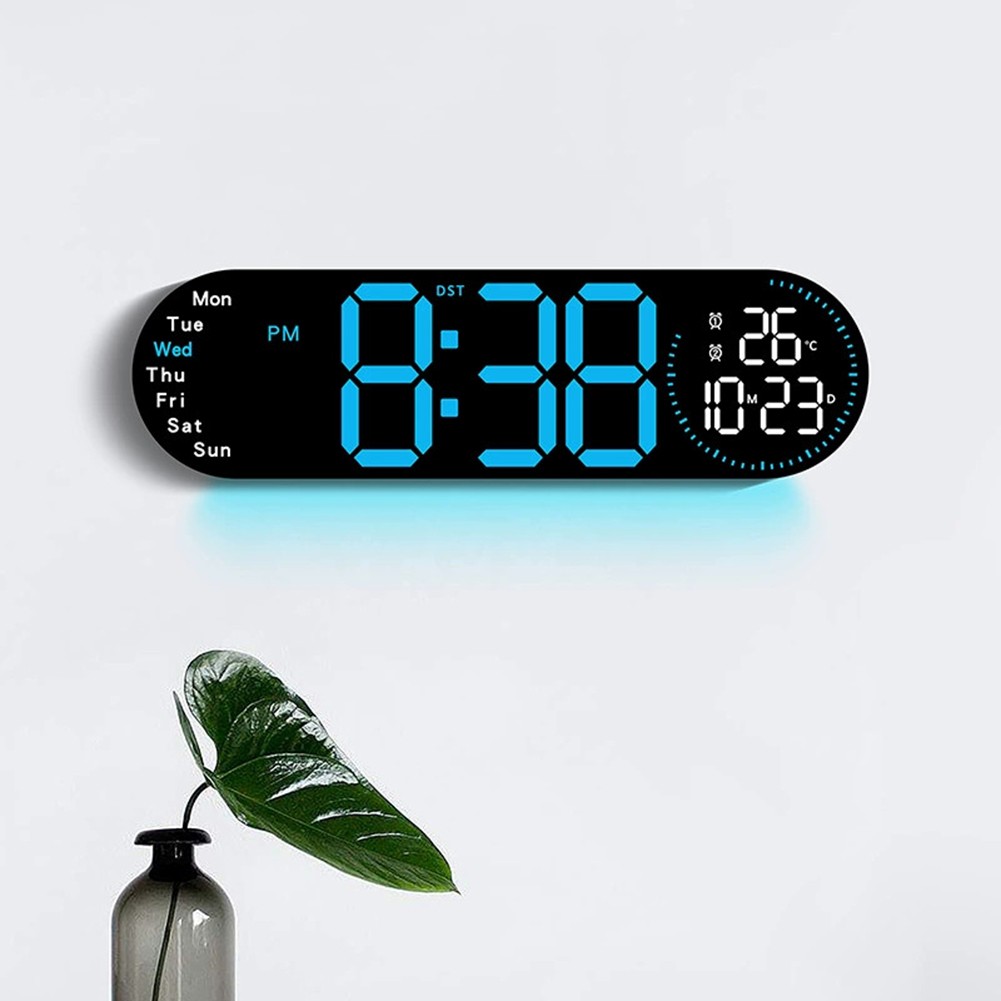 Stylish LED Digital Wall Clock for Home Office with Ambient Lighting Feature