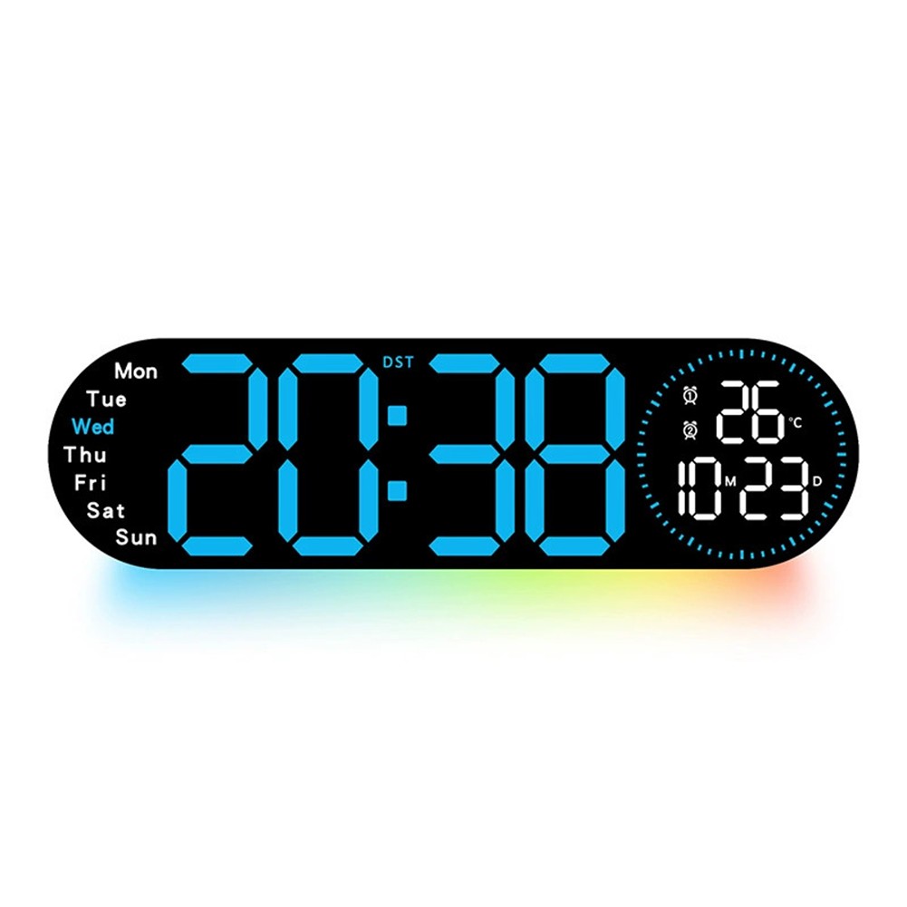 Stylish LED Digital Wall Clock for Home Office with Ambient Lighting Feature