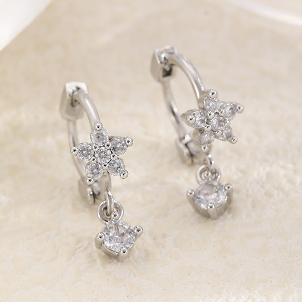 Seductive Minimalist Copper and Zircon Flower Earrings for Any Occasion - Picture 14 of 16