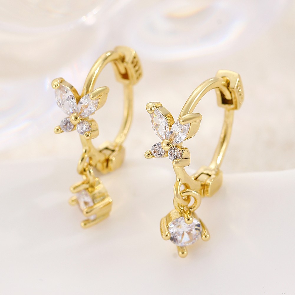 Seductive Minimalist Copper and Zircon Flower Earrings for Any Occasion - Picture 15 of 16