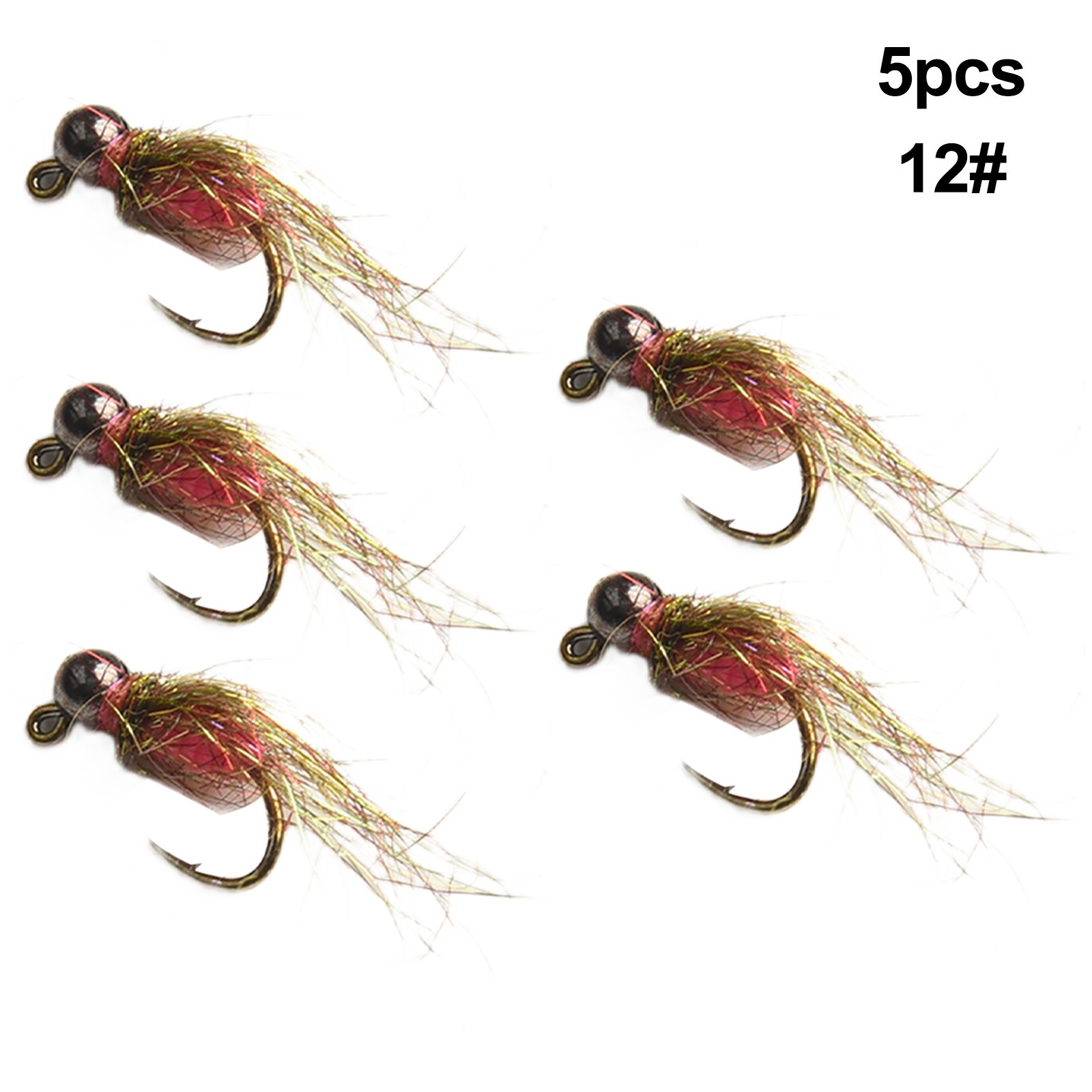 Haute Qualité 5pc Tungstène Perle Tête Truite Pêche Leurre Nymphe Mouche Amorce - Photo 15/26
