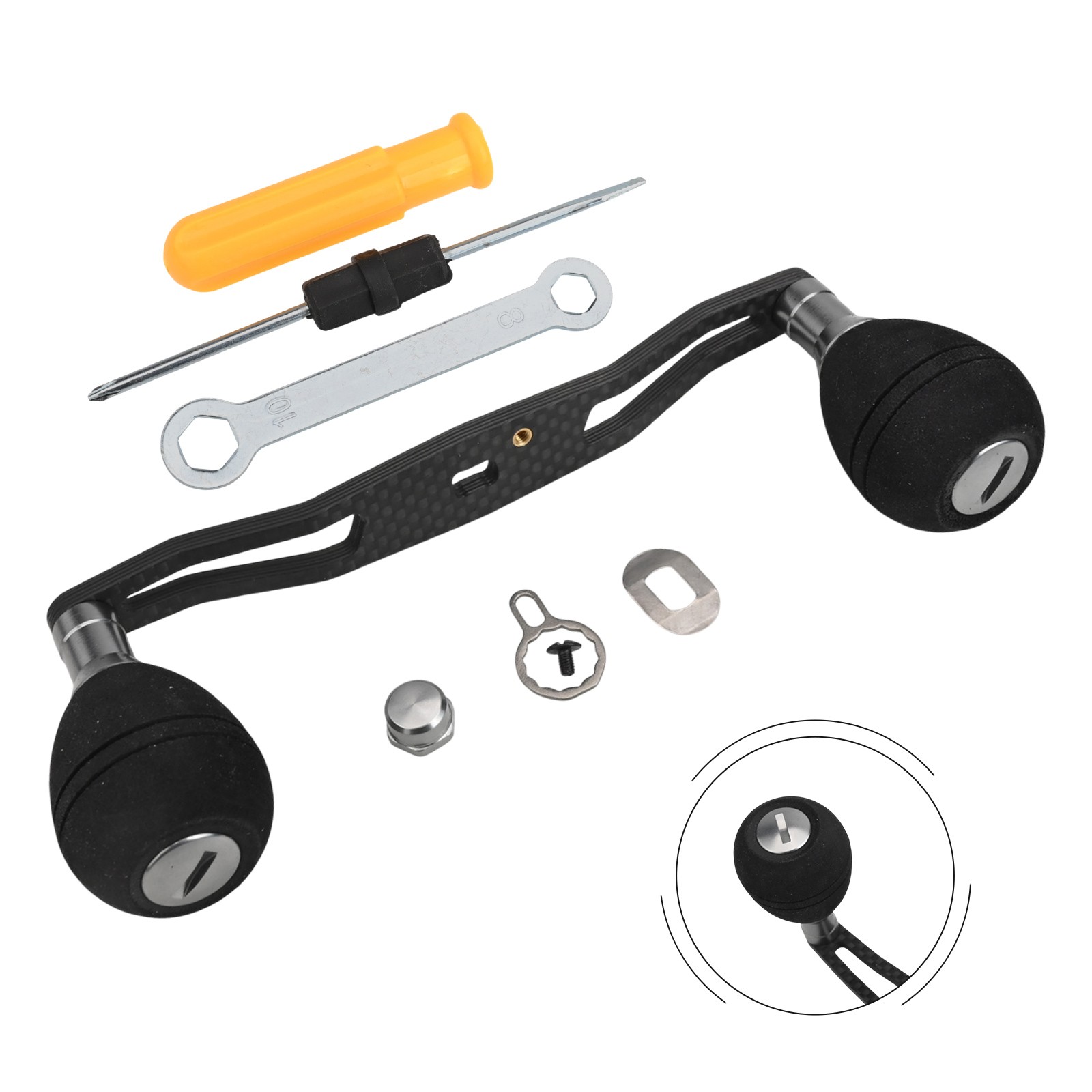 Increíble mango de carrete de pesca de fibra de carbono de 140 mm de longitud con kit de accesorios - Imagen 18 de 30