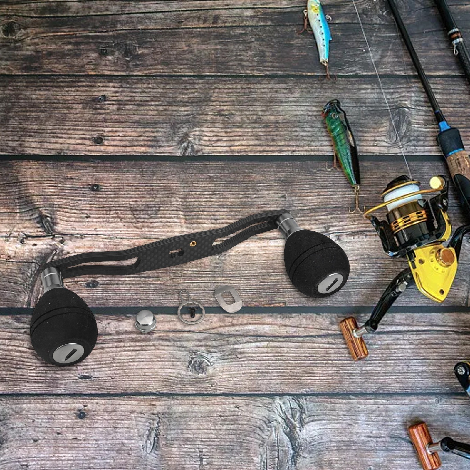 Increíble mango de carrete de pesca de fibra de carbono de 140 mm de longitud con kit de accesorios - Imagen 22 de 30