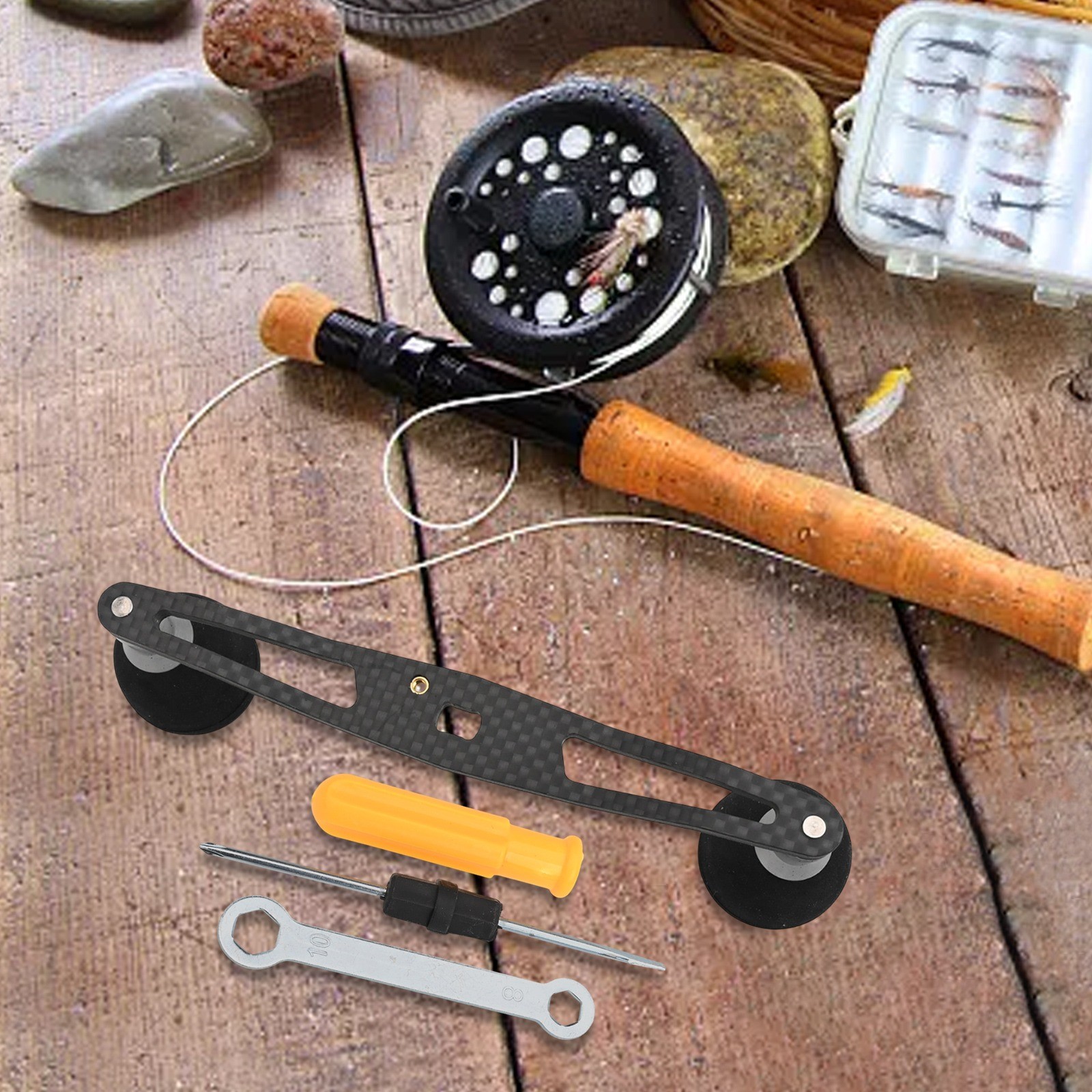 Increíble mango de carrete de pesca de fibra de carbono de 140 mm de longitud con kit de accesorios - Imagen 23 de 30