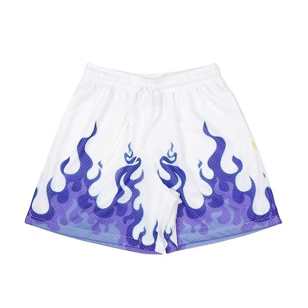 Men's Quick Drying Baggy Flame Print Shorts for Gym Basketball and Running - Picture 8 of 11