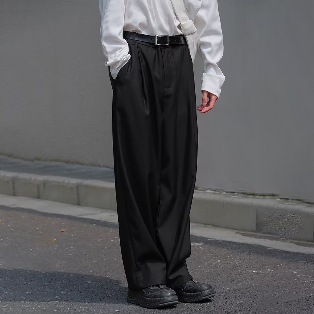 Casual Men's Wide Leg Pants Straight Cut Vintage Trousers Available Now - Picture 15 of 28