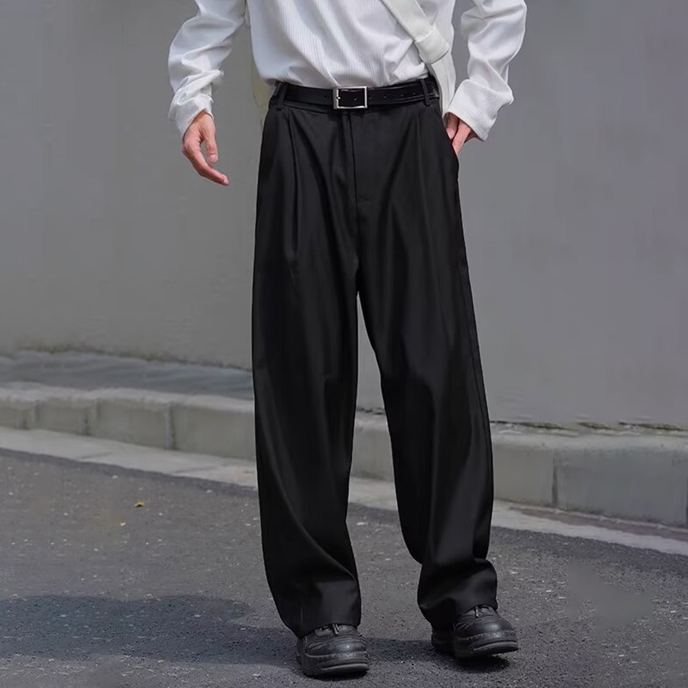 Casual Men's Wide Leg Pants Straight Cut Vintage Trousers Available Now - Picture 14 of 28