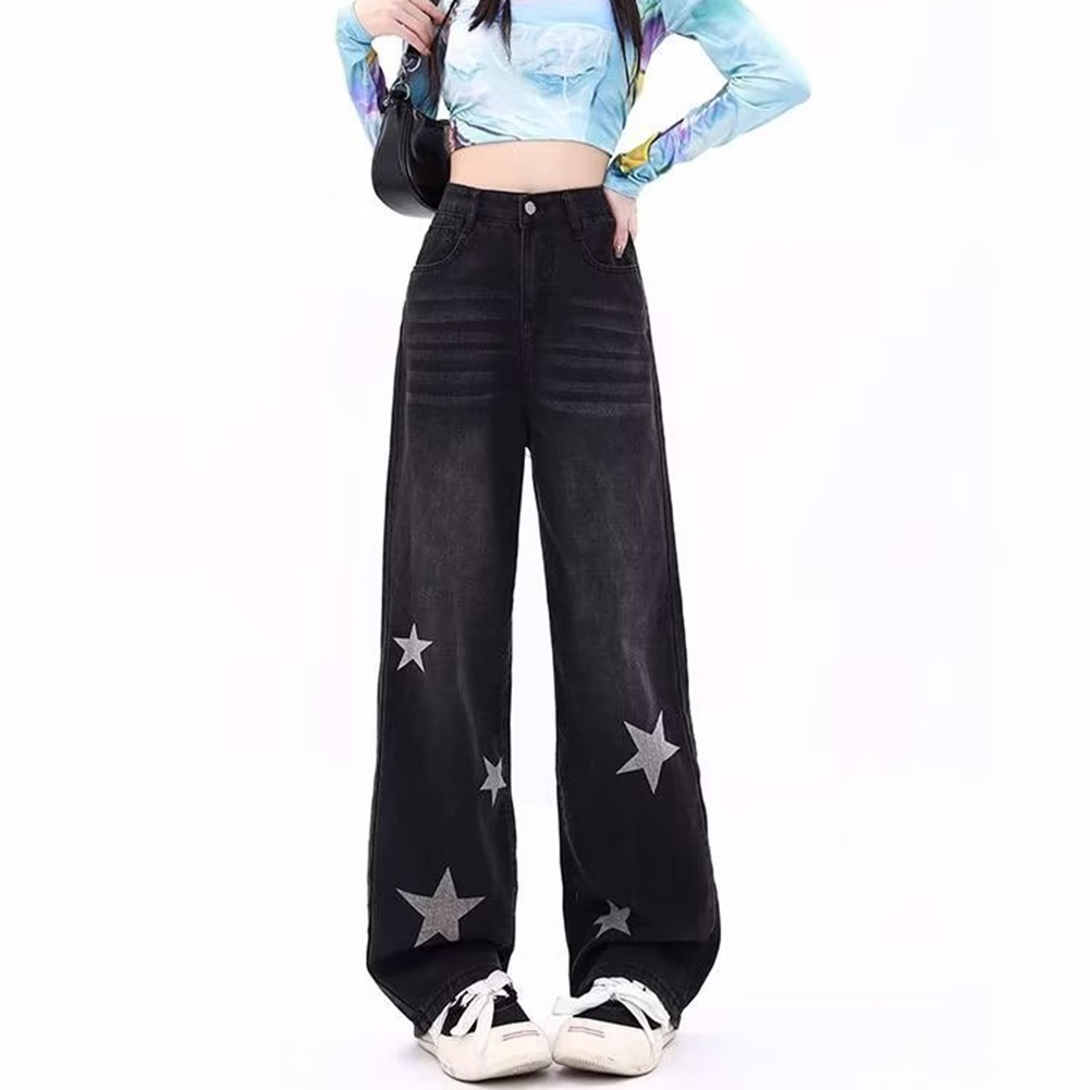 Süße und bequeme Damen High Waist lockere gerade Hose mit Sternen - Bild 13 von 32