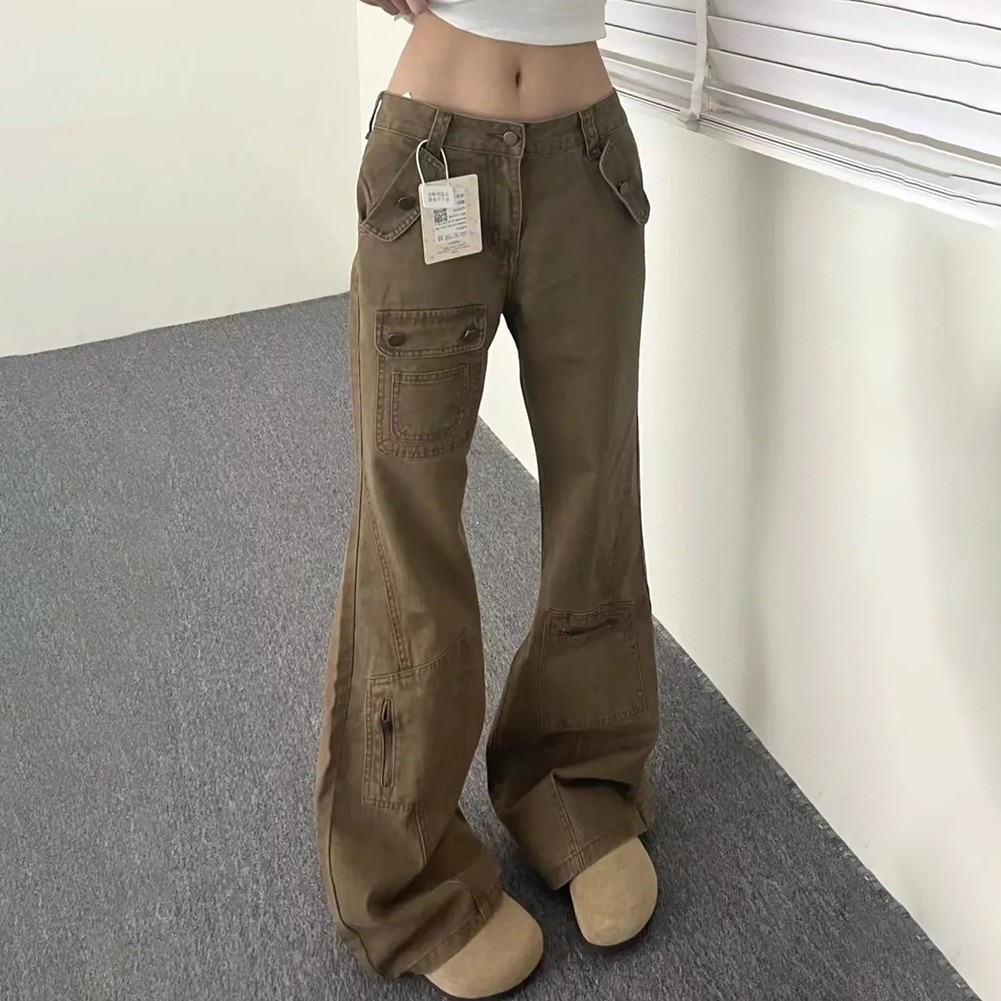 Cotton Flared Overalls in Brown Color Fashionable and Comfortable Choice