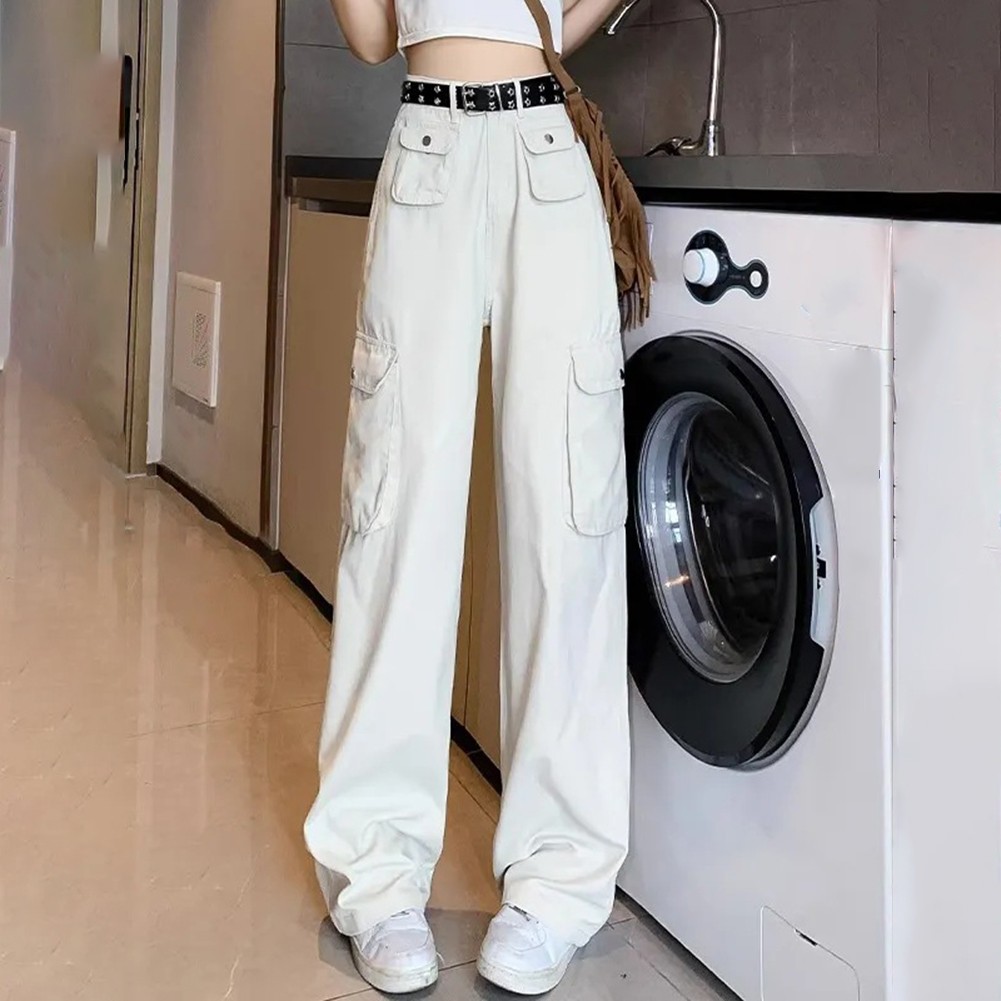 Modern Women's White Straight Pants High Waist and Casual Style Combination - Bild 13 von 32